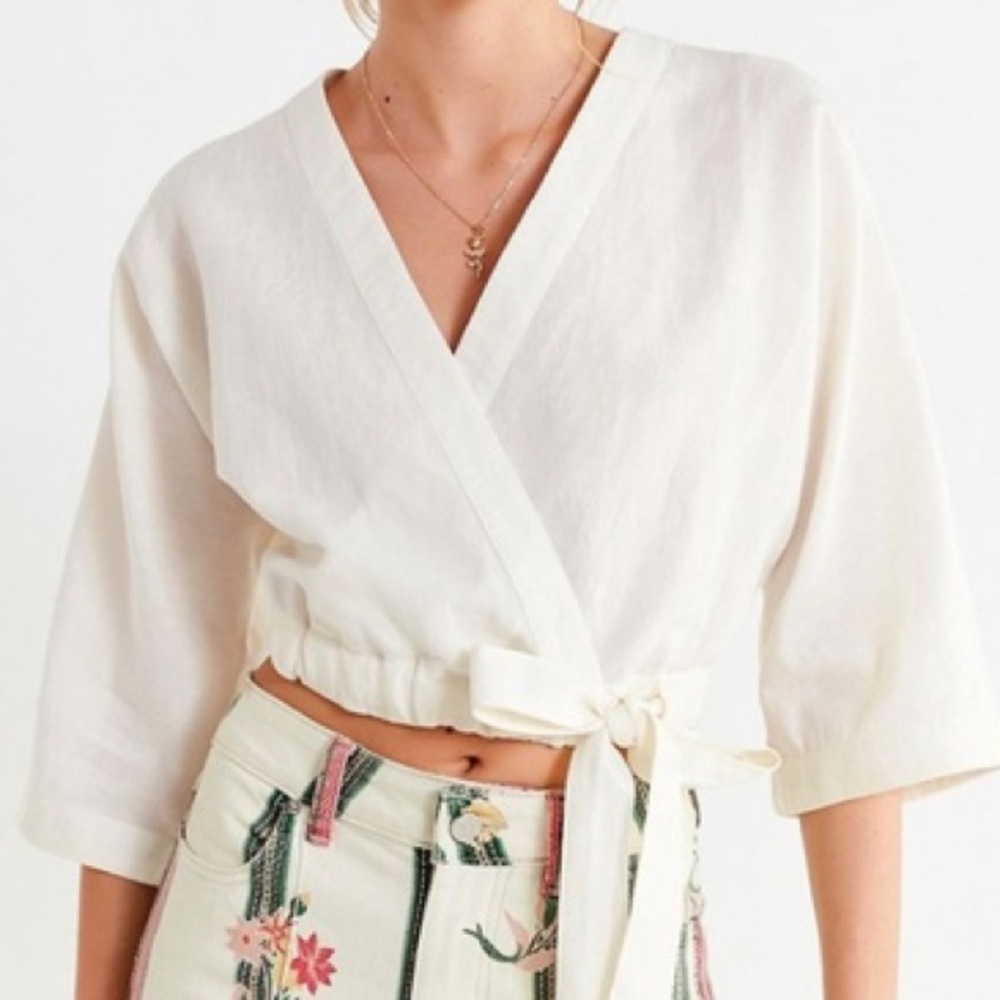 Urban outfitters white linen wrap